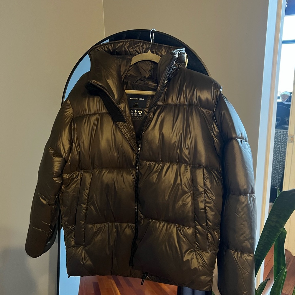 Dark Green Abercrombie & Fitch  Puffer Jacket